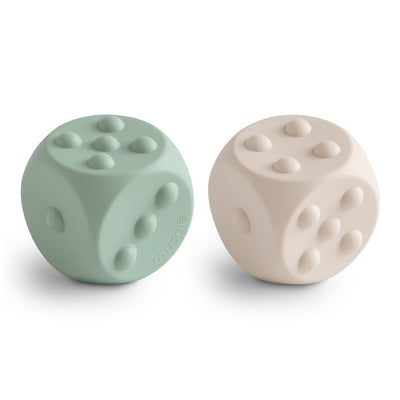 Mushie Dice Press Toy 2-Pack Cambridge Blue/Shifting Sand