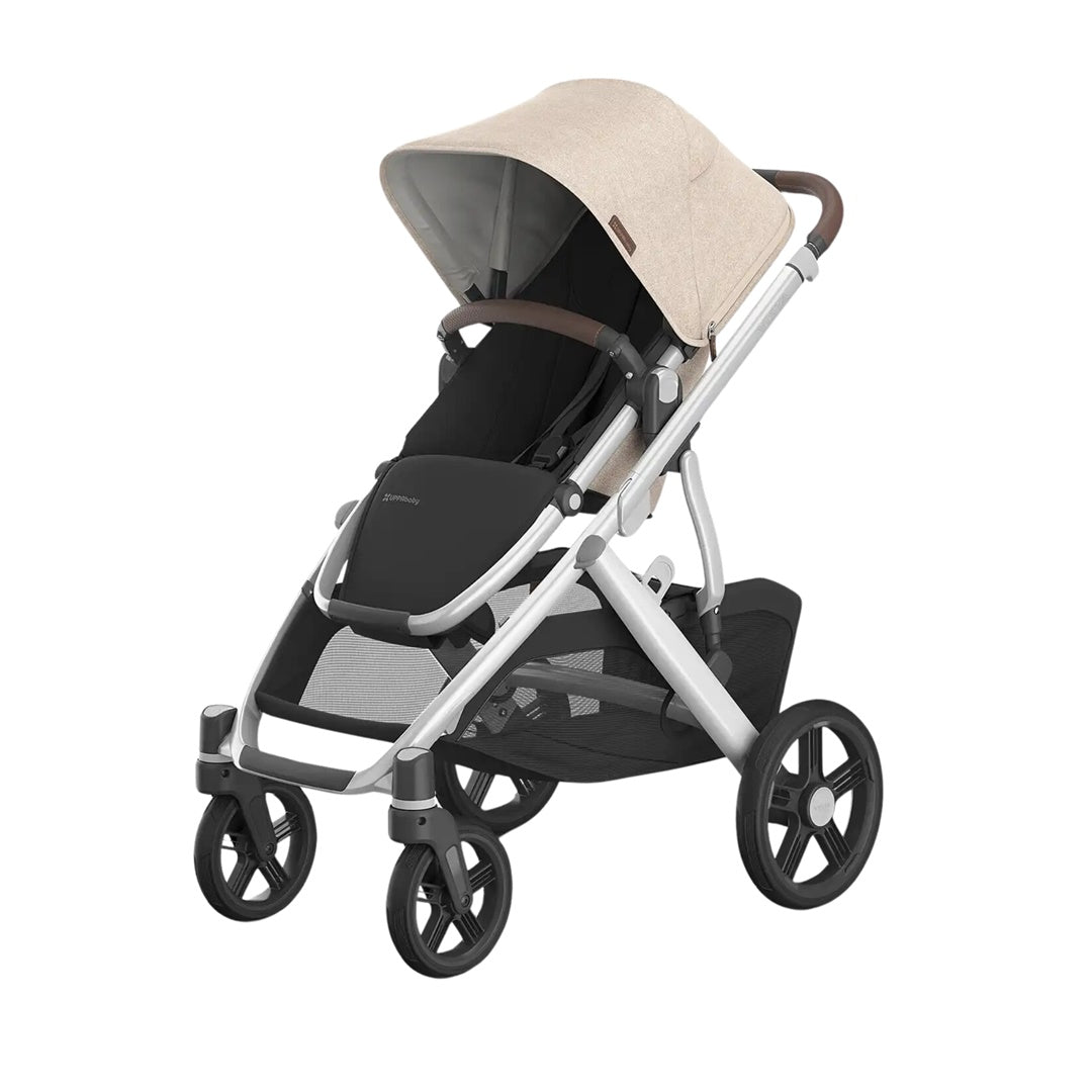 Uppababy Vista V3 Stroller - Declan Oat Mélange/Silver Frame/Chestnut Leather