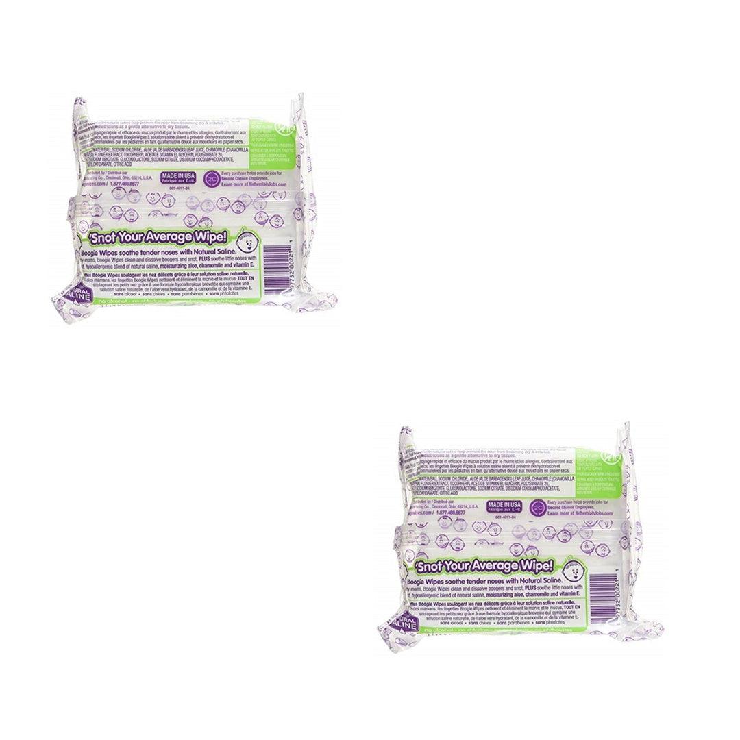 Lenços Umedecidos Com Soro Fisiológico para Nariz do Bebê Boogie Wipes Sem Perfume Com 2 Pacotes de 45 Unidades - Boogie Wipes Babytunes