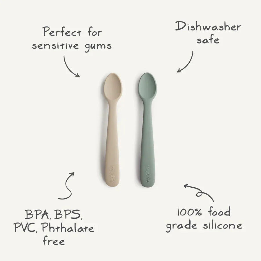 Mushie Silicone Feeding Spoons (Blush/Shifting Sand) 2-Pack